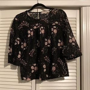Like New Loft Black Lace and Floral Top